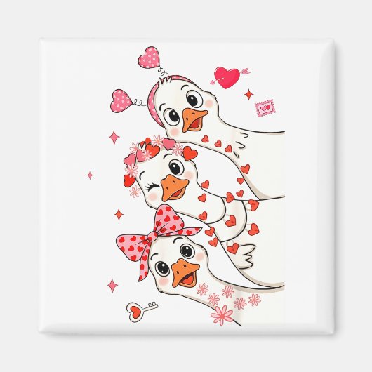 Funny Valentine Goose Nk Coquette Valentines Girls Magnet (Vorne)