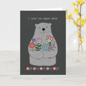 Funny Valentine Jubiläum Big Bär mit Blume Karte (Gelbe Blume)