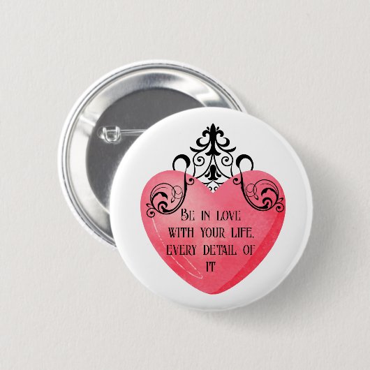 Funny Valentine pink heart Button (Vorne & Hinten)