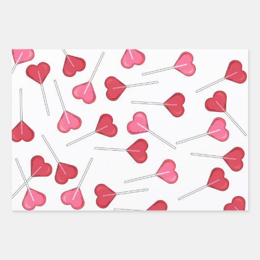 Funny Valentine Red Heart | Lollipop Muster Geschenkpapier Set (Vorderseite 2)