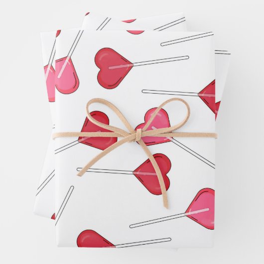 Funny Valentine Red Heart | Lollipop Muster Geschenkpapier Set (Beispiel)