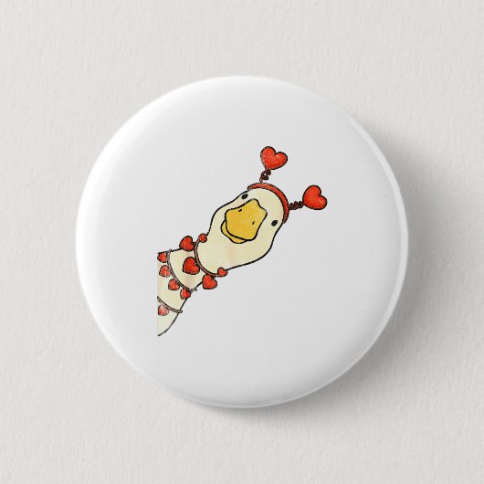 Funny Valentine Silly Gooses Duck Heart Love Match Button (Vorderseite)