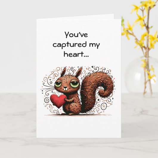 Funny Valentine Squirrel Karte (Gelbe Blume)