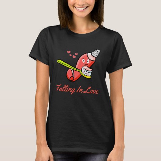 Funny Valentine Toothpaste Liebe Zahnbürsten Pullo T-Shirt (Vorderseite)