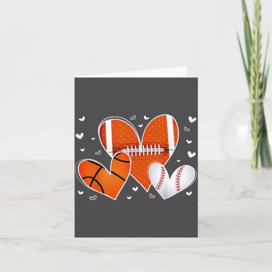 Funny Valentines Baseball Basketball Football Hear Karte (Vorderseite)