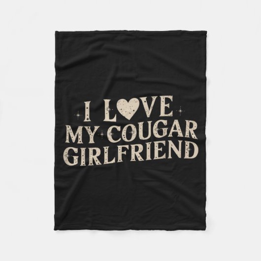Funny Valentine's Day 2025 I Love My Cougar Girlfr Fleecedecke (Vorderseite)