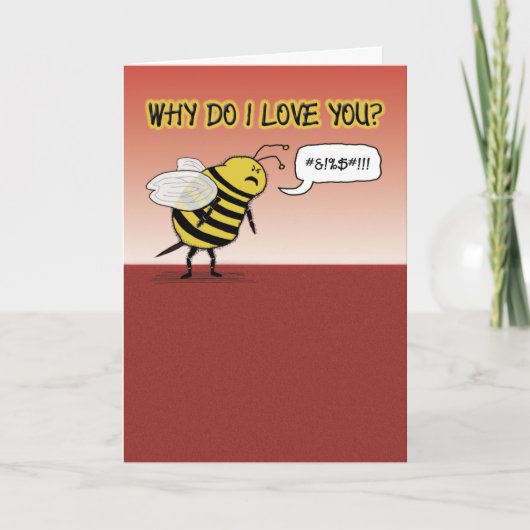 Funny Valentine's Day: Bee Cuss Feiertagskarte (Vorderseite)