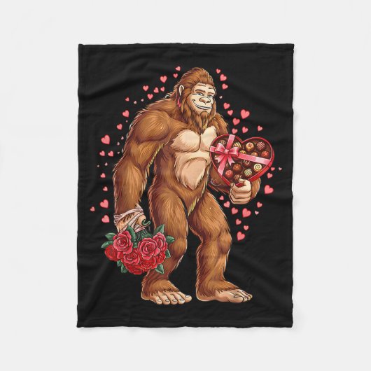 Funny Valentines Day Bigfoot Heart Love Sasquatch  Fleecedecke (Vorderseite)