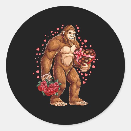Funny Valentines Day Bigfoot Heart Love Sasquatch Runder Aufkleber (Vorderseite)