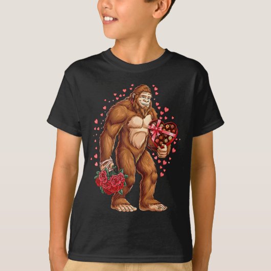 Funny Valentines Day Bigfoot Heart Love Sasquatch T-Shirt (Vorderseite)