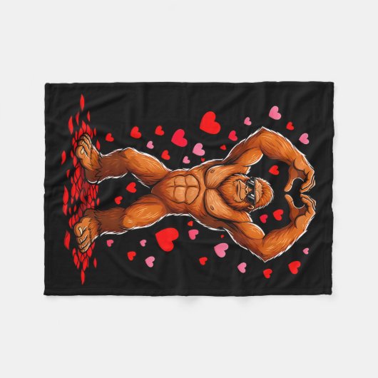 Funny Valentines Day Bigfoot Heart Sungles Sasquat Fleecedecke (Vorderseite (Horizontal))