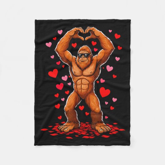 Funny Valentines Day Bigfoot Heart Sungles Sasquat Fleecedecke (Vorderseite)
