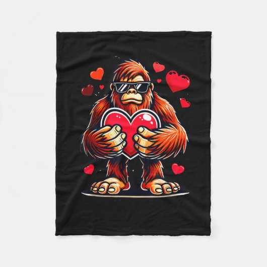 Funny Valentines Day Bigfoot Heart Sungles Sasquat Fleecedecke (Vorderseite)