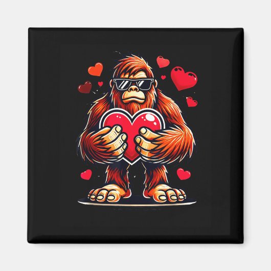 Funny Valentines Day Bigfoot Heart Sungles Sasquat Magnet (Vorne)