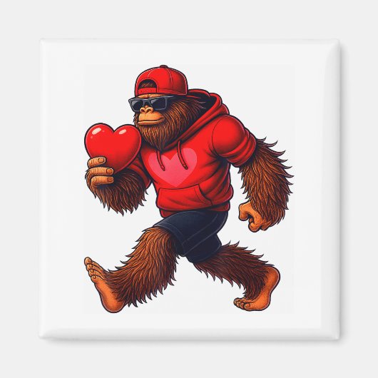 Funny Valentines Day Bigfoot Heart Sungles Sasquat Magnet (Vorne)