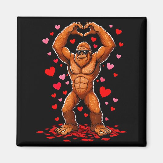 Funny Valentines Day Bigfoot Heart Sungles Sasquat Magnet (Vorne)