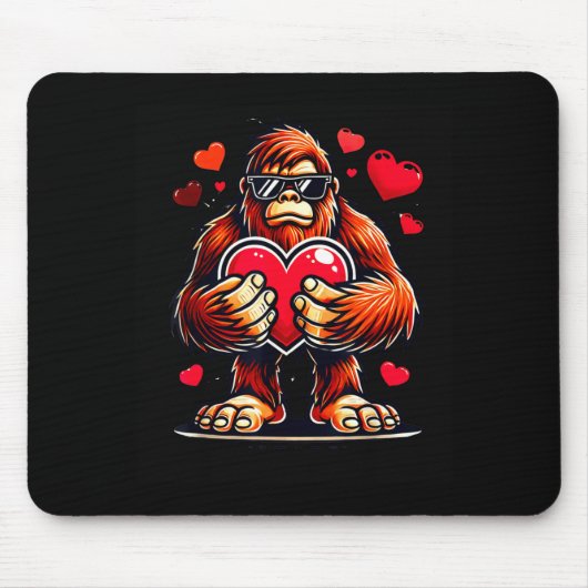 Funny Valentines Day Bigfoot Heart Sungles Sasquat Mousepad (Vorne)