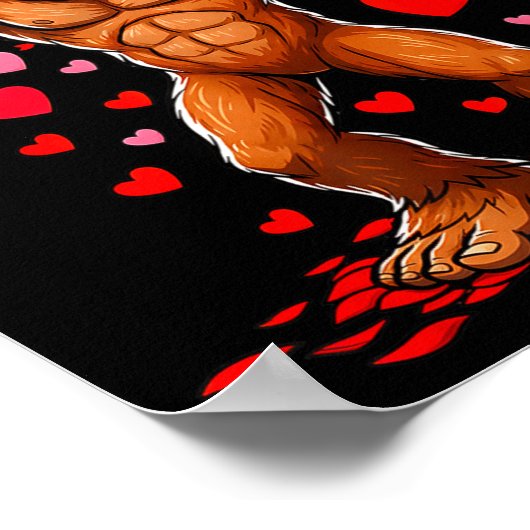 Funny Valentines Day Bigfoot Heart Sungles Sasquat Poster (Ecke)