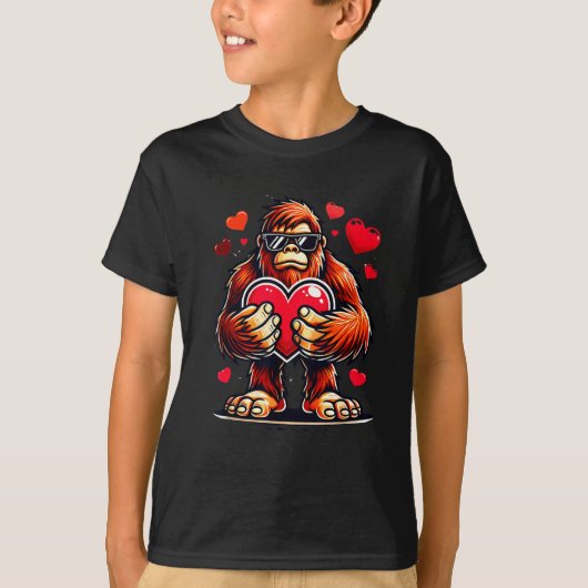 Funny Valentines Day Bigfoot Heart Sungles Sasquat T-Shirt (Vorderseite)