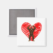 Funny Valentines Day Bigfoot Sungles In Heart Sasq Magnet (Vorderseite/Rückseite)