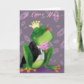 Funny Valentine's Day Card Frosch Prinz Kissy Karte (Vorderseite)