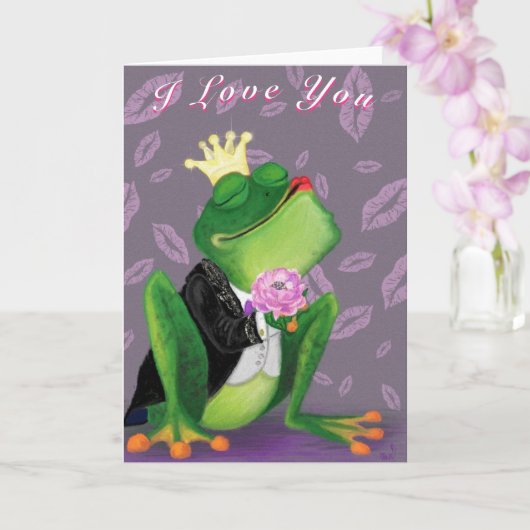 Funny Valentine's Day Card Frosch Prinz Kissy Karte (Orchidee)
