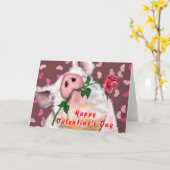 Funny Valentine's Day Card Gentleman Pig mit Rose Karte (Gelbe Blume)