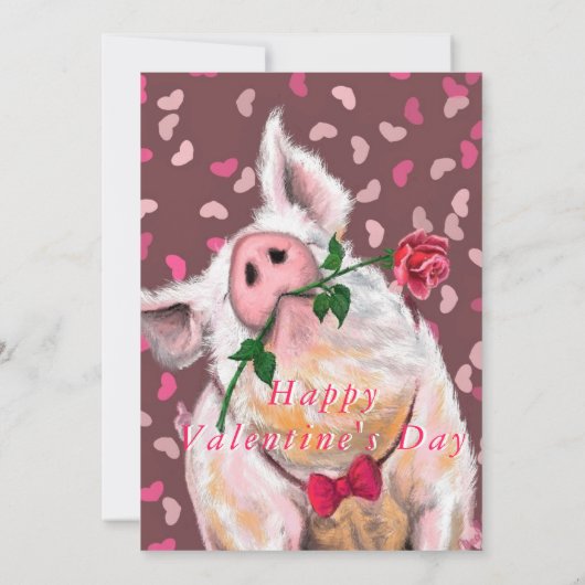 Funny Valentine's Day Card mit Gentleman Pig (Rückseite)