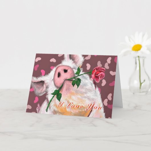 Funny Valentine's Day Card mit Gentleman Pig Karte (Kleine Pflanze)