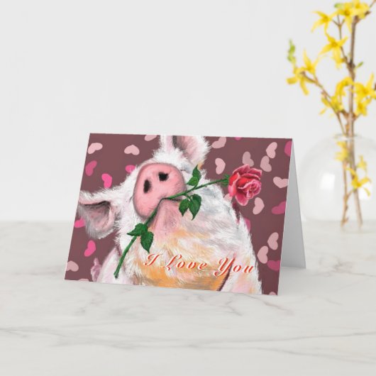 Funny Valentine's Day Card mit Gentleman Pig Karte (Gelbe Blume)