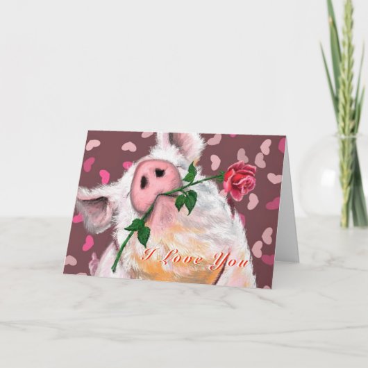 Funny Valentine's Day Card mit Gentleman Pig Karte (Vorderseite)