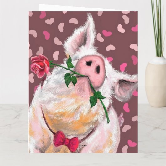 Funny Valentine's Day Card mit Gentleman Piggy Karte (Rückseite)