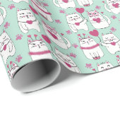 Funny Valentine's Day Cat Mint Wrapping Paper Geschenkpapier (Rolleneckpunkt)