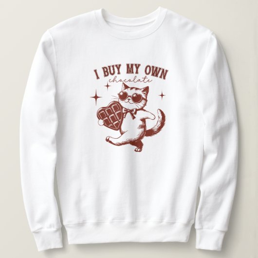 Funny Valentine's Day Cat mit Schokoladenherz Sweatshirt (Design vorne)
