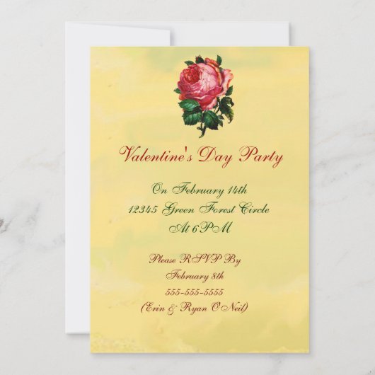 FUNNY VALENTINE'S DAY CATS, PINK ROSE HERZ UAWG EINLADUNG (Rückseite)