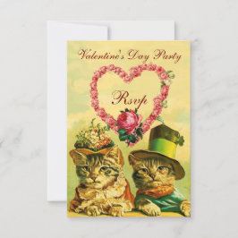 FUNNY VALENTINE'S DAY CATS, PINK ROSE HERZ UAWG EINLADUNG