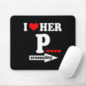 Funny Valentine's Day Couple Matching I Love Her I Mousepad (Mit Mouse)