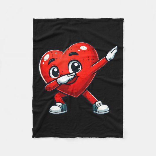 Funny Valentines Day Dabbing Heart Lover Men Kids Fleecedecke (Vorderseite)