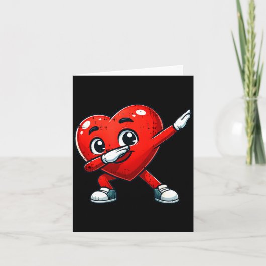 Funny Valentines Day Dabbing Heart Lover Men Kids Karte (Vorderseite)