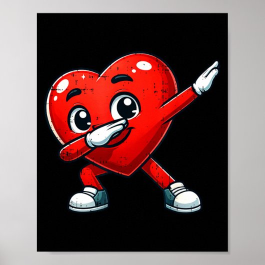 Funny Valentines Day Dabbing Heart Lover Men Kids Poster (Vorne)