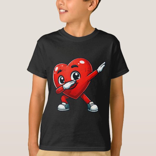 Funny Valentines Day Dabbing Heart Lover Men Kids  T-Shirt (Vorderseite)