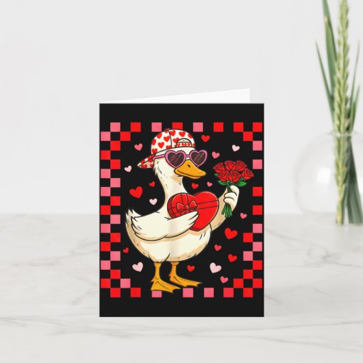 Funny Valentines Day Duck Heart Valentine Cud Kids Karte (Vorderseite)