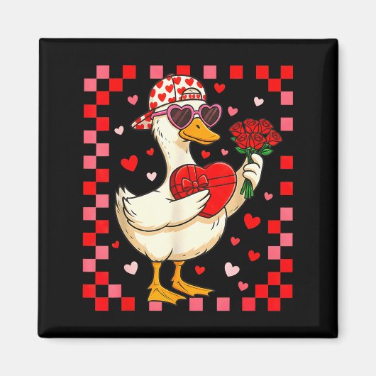 Funny Valentines Day Duck Heart Valentine Cud Kids Magnet (Vorne)