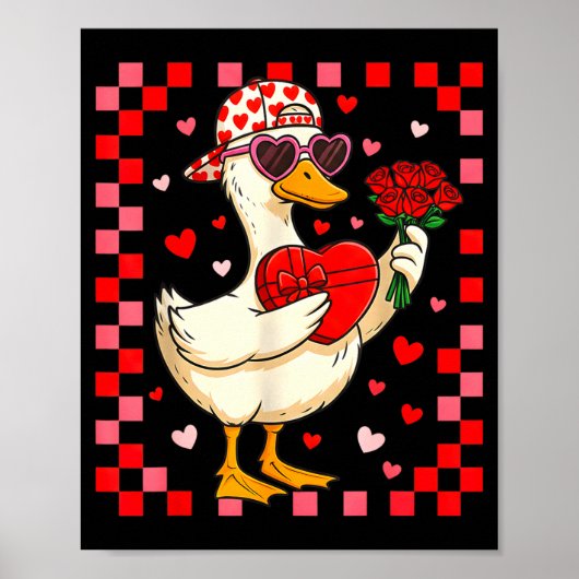 Funny Valentines Day Duck Heart Valentine Cud Kids Poster (Vorne)