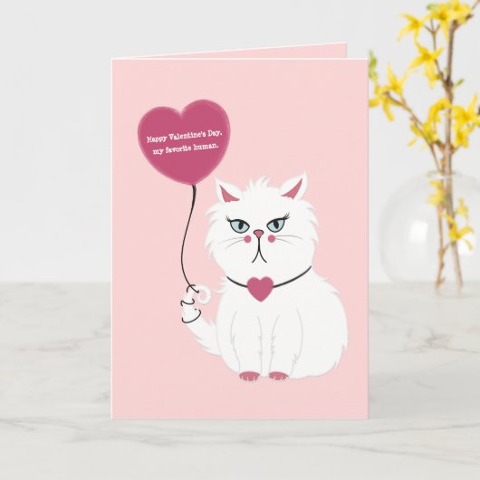 Funny Valentine's Day Grumpy White Cat Flat Card Karte (Gelbe Blume)