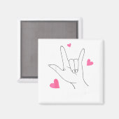 Funny Valentines Day Heart I Love You Hand Sign La Magnet (Vorderseite/Rückseite)