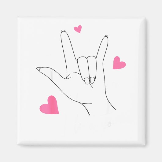 Funny Valentines Day Heart I Love You Hand Sign La Magnet (Vorne)