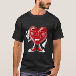 Funny Valentine's Day Heart Peace Hand Sonnenbrill T-Shirt