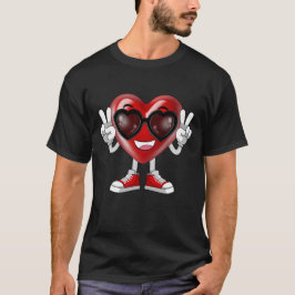 Funny Valentine's Day Heart Peace Hand Sonnenbrill T-Shirt