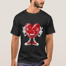 Funny Valentine's Day Heart Peace Hand Sonnenbrill T-Shirt